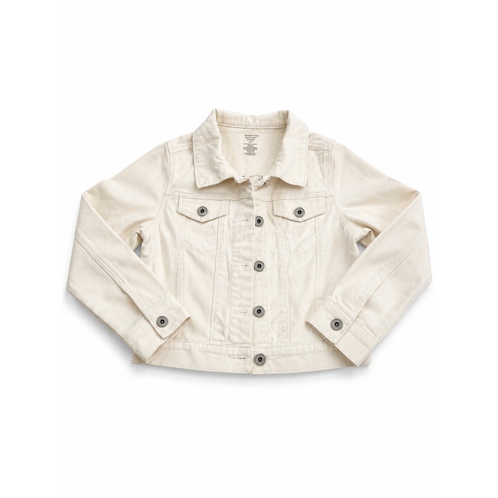 Members Mark Girls Cream Denim Jacket Off White Trucker Coat Size 7/8 Kids